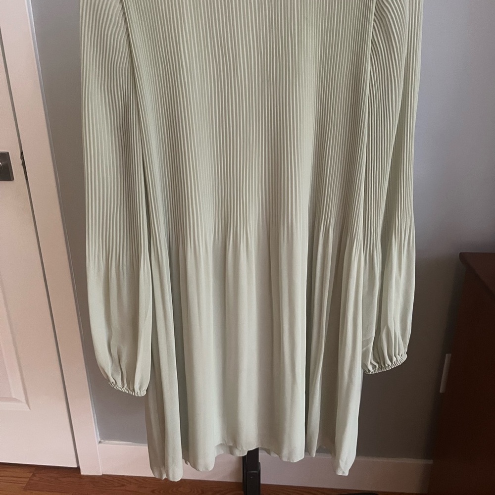 Wilfred Sage Green Pleated Mini Dress